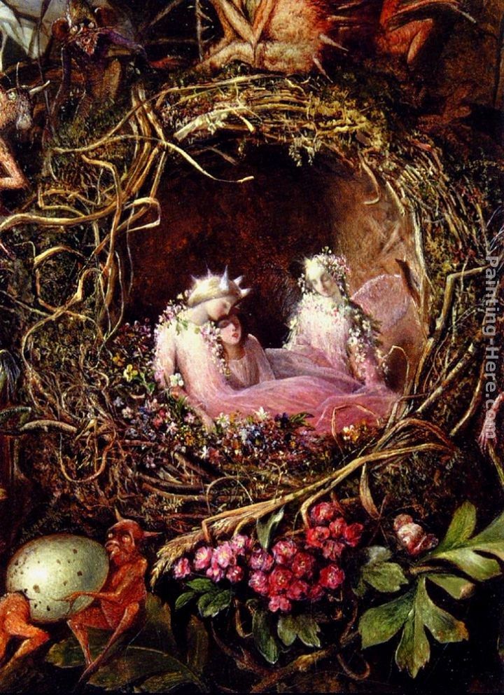 John Anster Fitzgerald Fairies In A Bird's Nest (detail 1)